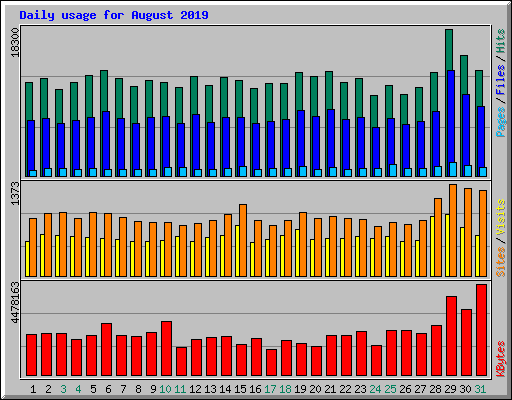 Daily usage for August 2019